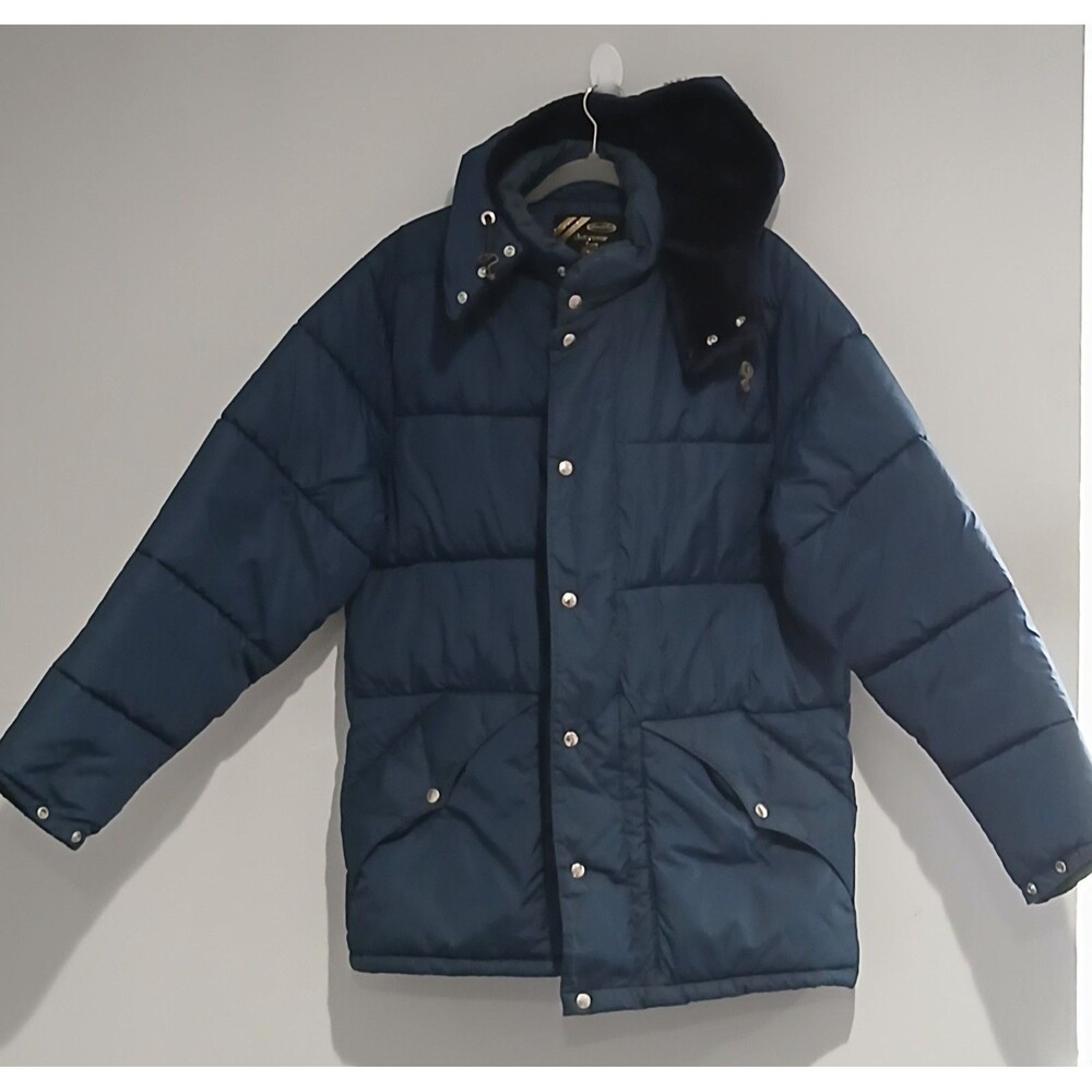 Vintage Sears Best Outerwear 3/4 Puffer Coat. Blue. Women Size Tall Large.